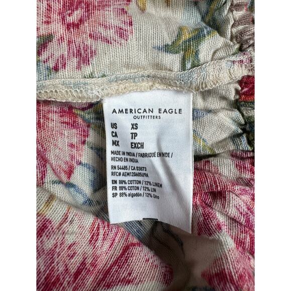 American Eagle Off Shoulder Floral Crop Top XS Peasant Cottagecore Summer Boho - Picture 4 of 6